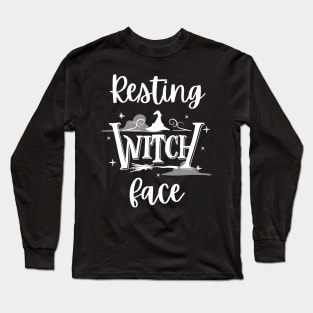 Resting Witch Face Text Design - Halloween Pun Long Sleeve T-Shirt